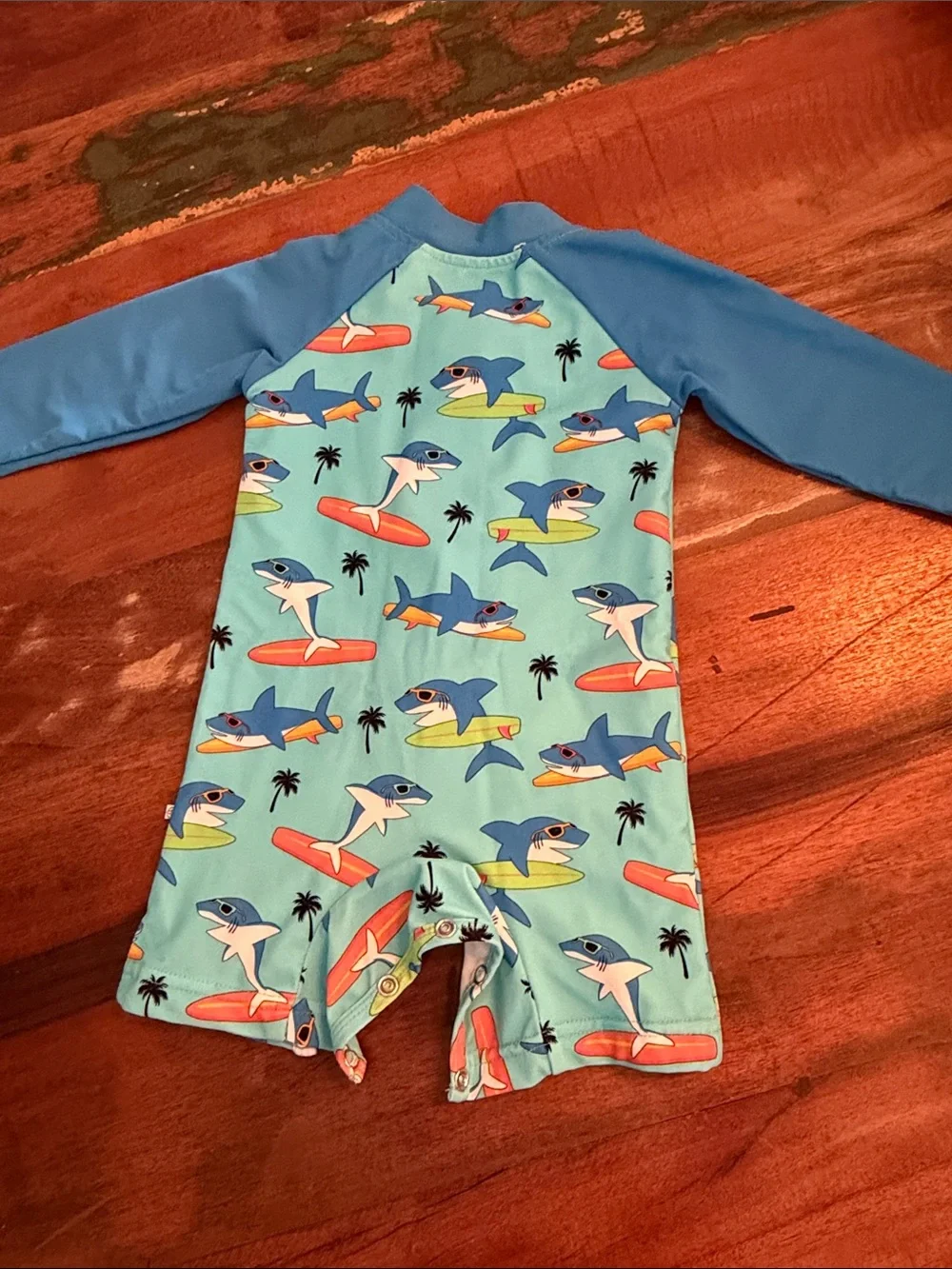 Caden Lane Blue Shark Surf One-Piece Rashguard